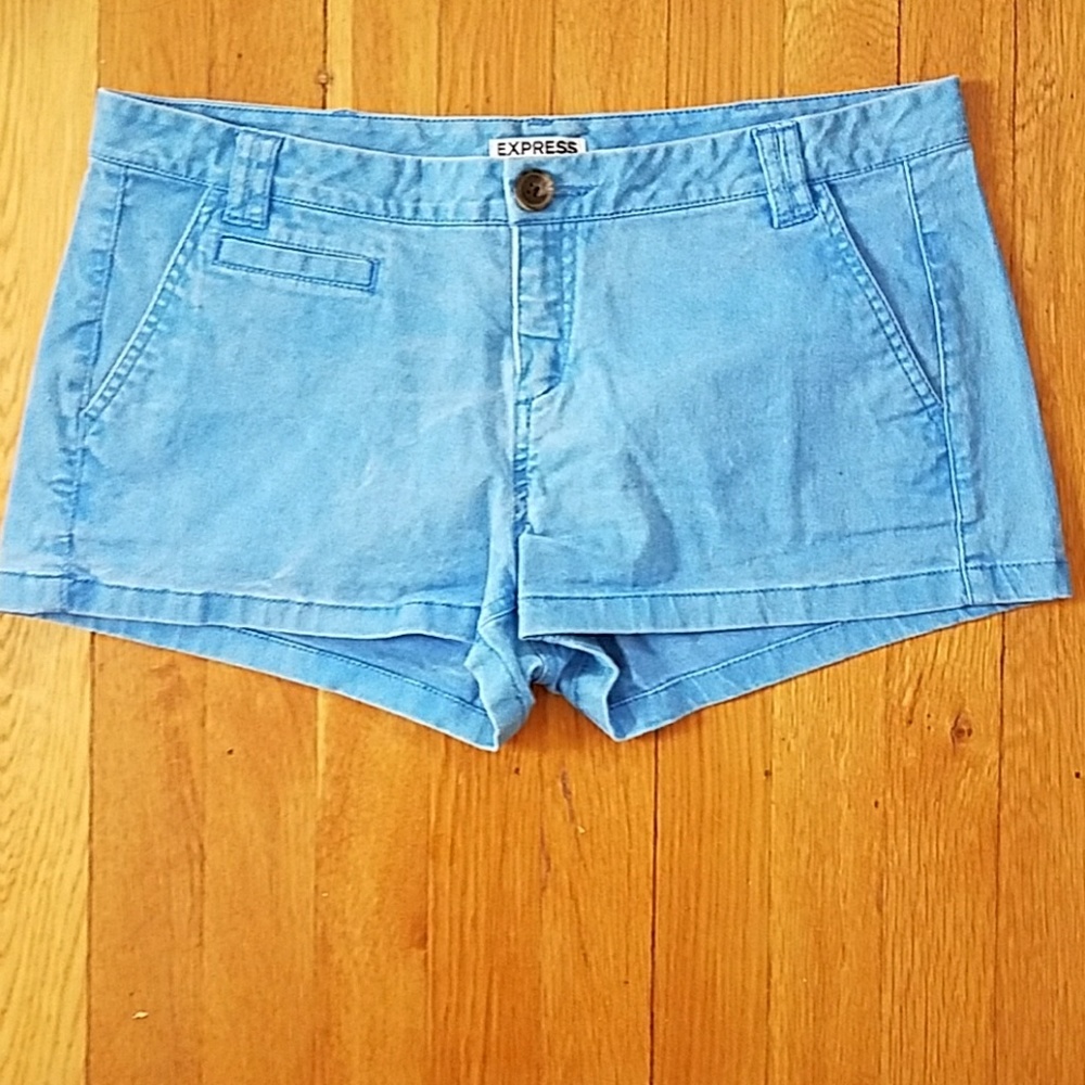 Express distressed twill shorts